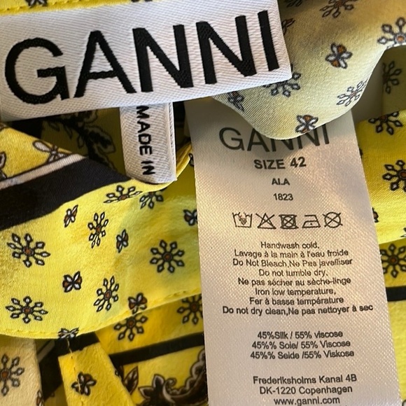 Ganni Silk Mix Skirt minion yellow 42/US 10 - Picture 7 of 8